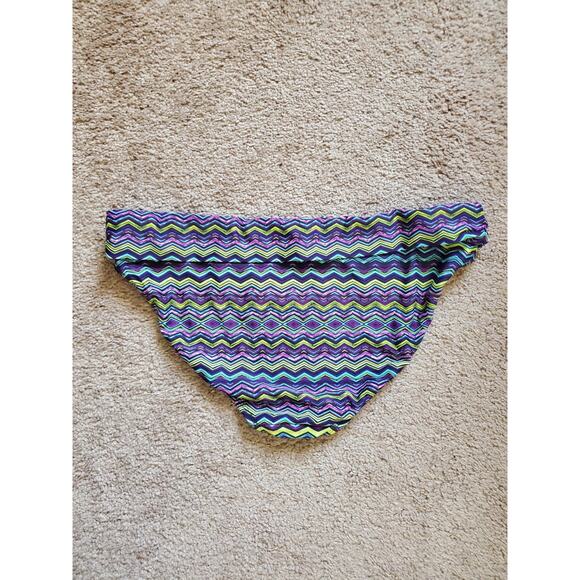 Athleta Purple Zigzag Geometric Print Foldover Bikini Swimsuit Bottom, Sz Large - Picture 5 of 8